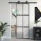 Ușă glisantă, negru, 76x205 cm, sticlă securizată și aluminiu
