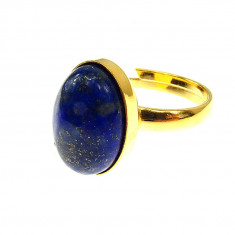 Inel argint reglabil placat cu aur cu lapis lazuli 14x10 MM