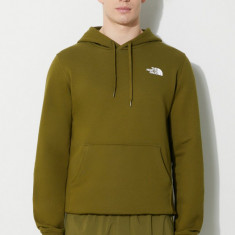 The North Face hanorac de bumbac M Simple Dome Hoodie bărbați, culoarea verde, cu glugă, cu imprimeu, NF0A7X1JPIB1