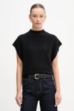 United Colors of Benetton vestă din amestec de l&acirc;nă culoarea negru, cu turtleneck, 1244D10EF