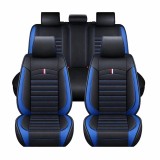 Set Huse Auto universale luxoase din piele ecologica, negru cu cusatura albastra pentru scaune fata si spate