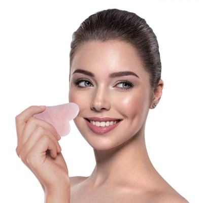 Piatra Masaj Gua Sha, Roz, Reducere Tensiune, &amp;Icirc;mbunătățire Elasticitate, Circulație Sanguină, Eliminare Toxine foto