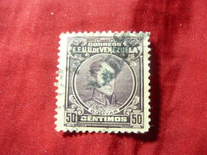 Timbru Venezuela 1915 Simon Bolivar , 50c violet stampilat
