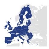 Harta decorativa pentru perete Europa politica, PVC rezistent la apa, 65x65 cm, montaj fara sipci