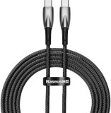 CABLU alimentare si date Baseus Glimmer, Fast Charging Data Cable pt. smartphone, USB Type-C la USB Type-C 100W, 2m, negru &quot;CADH000801&quot; (timbru verde
