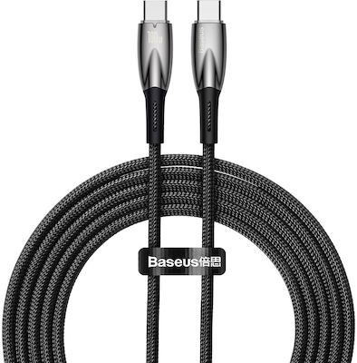 CABLU alimentare si date Baseus Glimmer, Fast Charging Data Cable pt. smartphone, USB Type-C la USB Type-C 100W, 2m, negru &amp;quot;CADH000801&amp;quot; (timbru verde foto