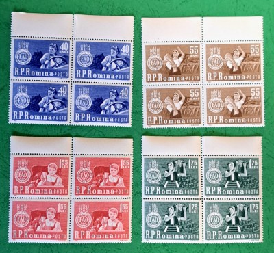 TIMBRE ROM&amp;Acirc;NIA MNH LP555/1963 Camp.mond.&amp;icirc;mpotriva foametei-Bloc de 4 timbre foto