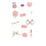 Set accesorii foto pentru petrecerea burlacitelor, 12 buc, roz și auriu, CMCLASS