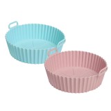 Cumpara ieftin Set 2 cosuri pentru friteuza cu aer, 20.5 x 17.5 x 6.8 cm, silicon, albastru, roz