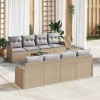VidaXL Set canapele bej grădină 9 pcs Bej, alb mare Ratan, Poliester