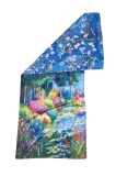 Esarfa tip sal doua fete pictata LP, Dacali, matase, mov/bleu, 180x70cm, Multicolor, Marime universala