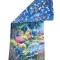 Esarfa tip sal doua fete pictata LP, Dacali, matase, mov/bleu, 180x70cm