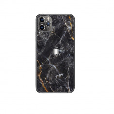 Set Doua Folii Skin Acoperire 360 Compatibile cu Apple iPhone 11 Pro Max Wraps Skin Printing Marble Black