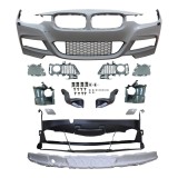 Set bara fata BMW Seria 3 (F30/F31), 2015-12.2019, cu gauri spalator; grunduit, de vopsit; type M-Tech; cu grile inferioare; cu conducte de aer cu fr