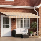 Pergola electrica retractabila vidaXL Galben si Gri 4x3m cu LED si Senzor de Vreme