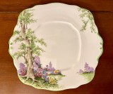 PLATOU DIN PORTELAN ENGLEZESC- MARCAJ ROYAL ALBERT- CROWN CHINA- "GREENWOOD TREE" L25CM