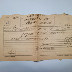 Telegrama condoleante fam. Ciuhandu catre fam. Botis (1873-1940), Arad 1940!