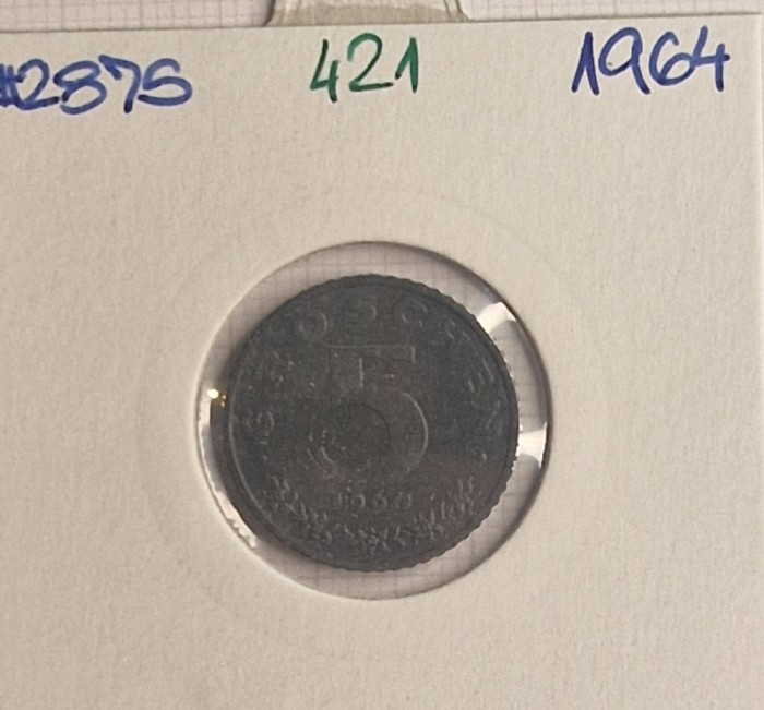 421 Austria 5 Groschen 1964, KM#2875