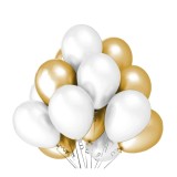Set 10 baloane din latex metalizate, flippy, model party, 5x alb, 5x nude, 23 cm, 2.2 g