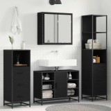 Cumpara ieftin Set de mobilier pentru baie 3 buc. Stejar Negru 80 x 33 x 60 cm
