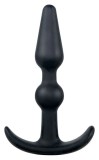 Plug anal negru in forma de ancora Ax cu margele Silicone Butt Plug, Orion