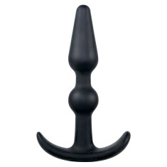 Plug anal negru in forma de ancora Ax cu margele Silicone Butt Plug