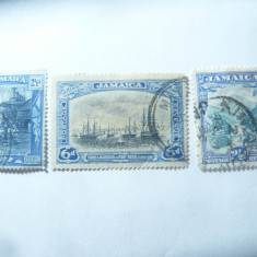 3 Timbre Jamaica colonie brit. : 1920 2 1/2p , 1932 2 1/2p si 6p stampilate