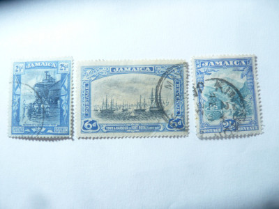 3 Timbre Jamaica colonie brit. : 1920 2 1/2p , 1932 2 1/2p si 6p stampilate foto