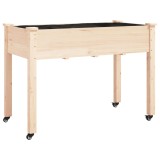 Cumpara ieftin Jardiniera cu roti si captuseala 118x59x80cm lemn masiv de brad