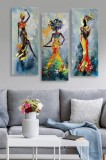 Cumpara ieftin Tablou MDF (3 bucăți) Marvellous African Lady, Multicolor, 50 x 70 cm