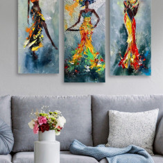 Tablou MDF (3 bucăți) Marvellous African Lady, Multicolor, 50 x 70 cm
