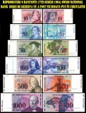 reproduceri 6 bancnote seria 7 (1984) neemisa si pastrata Swiss National Bank