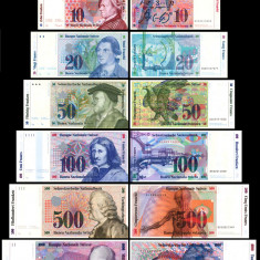 reproduceri 6 bancnote seria 7 (1984) neemisa si pastrata Swiss National Bank