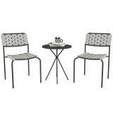 Outsunny Set mobilier grădină din poliratan, lounge exterior mobilier balcon pentru 2 persoane, 3 piese, 2 scaune, masă, gri | Aosom Romania