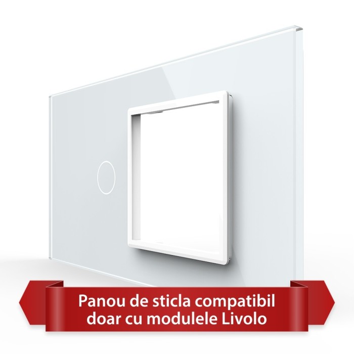 Panou Intrerupator Simplu cu Priza LIVOLO din Sticla, Standard Italian - 4M SmartElectro IntelligentHouse