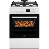 Aragaz Electrolux LKK660220W, Mixt, 4 arzatoare , Siguranta plita, Aprindere integrata, Cuptor electric, Plus Steam, AirFry, Timer, Grill electric, Cl
