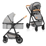 Carucior 2 in 1 Lionelo Amber Grey Stone, landou intarit, reversibil, pana la 22 kg