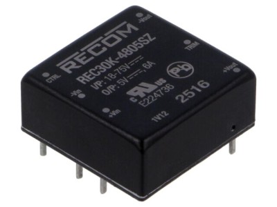 Convertor DC/DC RECOM 30W 36-75V la 5V 6A REC30K-4805SZ foto