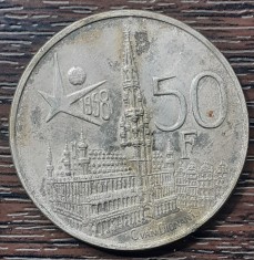 (A797) MONEDA DIN ARGINT BELGIA - 50 FRANCS 1958, BAUDOUIN I, VARIANTA BELGES