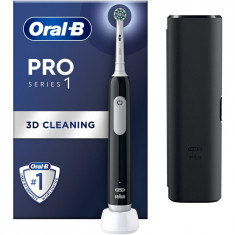 Periuta de dinti electrica Oral-B Pro 1, Curatare 3D, 3 programe, 1 capat de periaj, trusa de calatorie, Negru