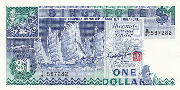 Singapore, 1 Dolar (nedatata; circa 1987), UNC