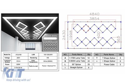 Sistem de Iluminare Plafon Hexagon / HoneyComb 4.02 x 2.91 m Performance AutoTuning foto