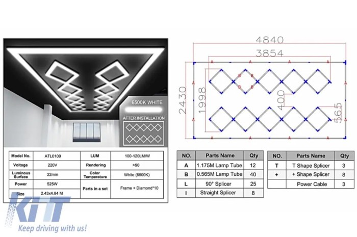 Sistem de Iluminare Plafon Hexagon / HoneyComb 4.02 x 2.91 m Performance AutoTuning