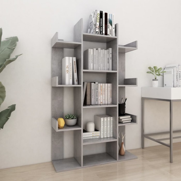 Gossi biblioteca, gri beton, 86x25,5x140 cm, pal