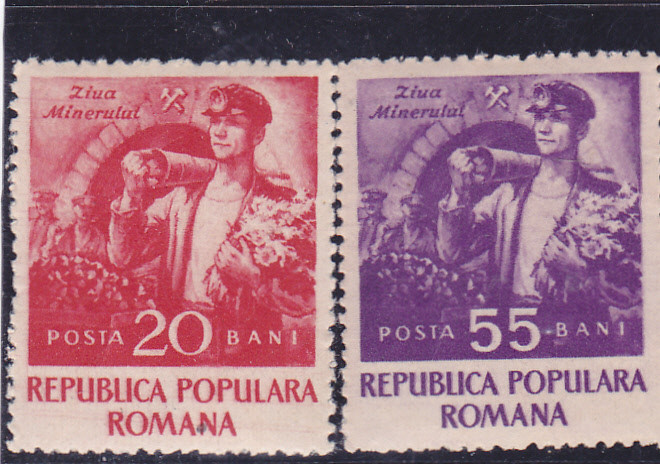 ROMANIA 1952 LP 328 ZIUA MINERULUI SERIE MNH