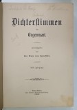 DICHTERSTIMMEN DER GEGENWART ( VOCI ALE POETILOR ACTUALI ) , TEXT IN LIMBA GERMANA CU CARACTERE GOTICE , 1908