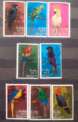 Oman pasari papagali serie 8v. nestampilata foto