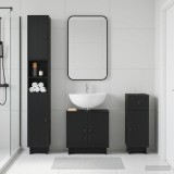 Cumpara ieftin Set de cabinet pentru baie cu 3 piese EDE Negru Lemn prelucrat