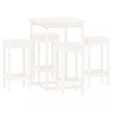 Cumpara ieftin Set mobilier de bar, 5 piese, alb, lemn masiv de pin