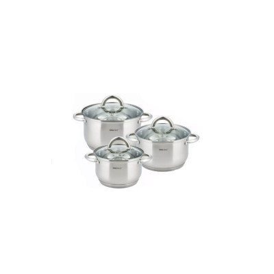 Set de 3 oale din inox cu capac sticla, dimensiuni 18cm, 20cm, 24 cm, Kinghoff foto